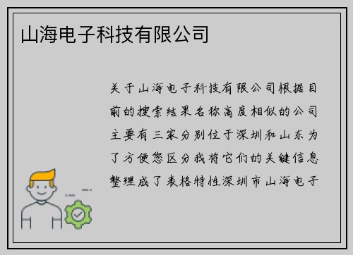 山海电子科技有限公司